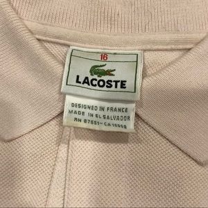 Boys Lacoste Polo Shirt (Pink) Size: 16